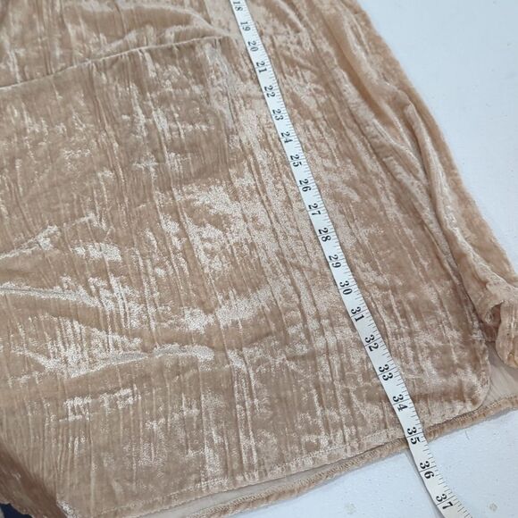 Anthropologie Dress Womens Small Cream Floreat Crinkle Crushed Velvet Mini - Picture 9 of 9